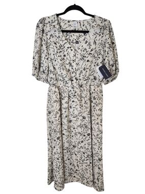 Melrose and Market Cream Dress with Black Floral Print